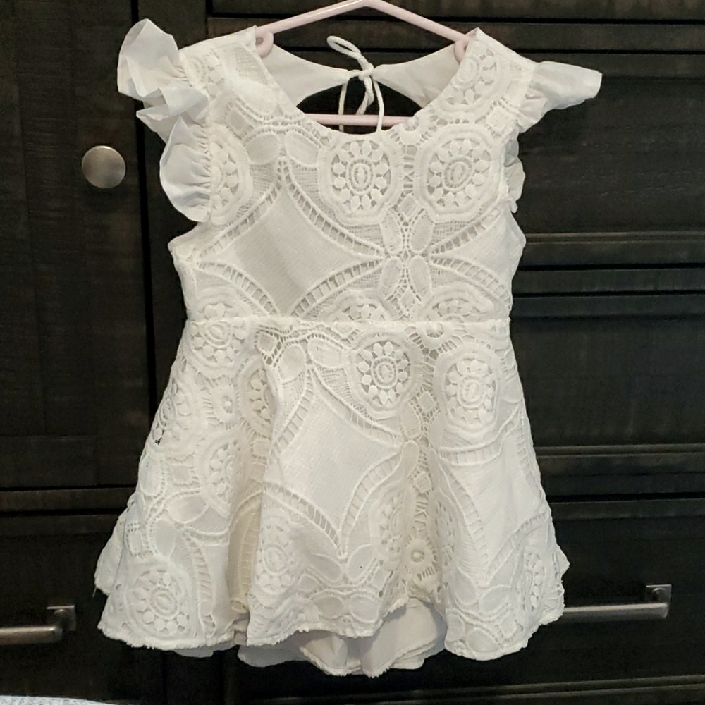 White bare back dress